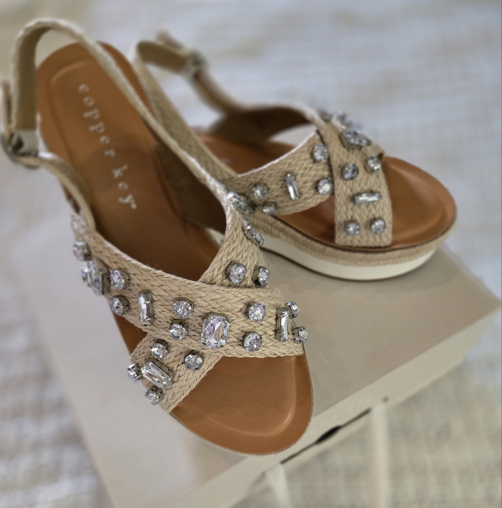 Copper Key Tan Studded Sandals